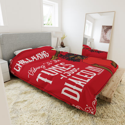 Darren B. Playin Duvet Cover | Dark Red