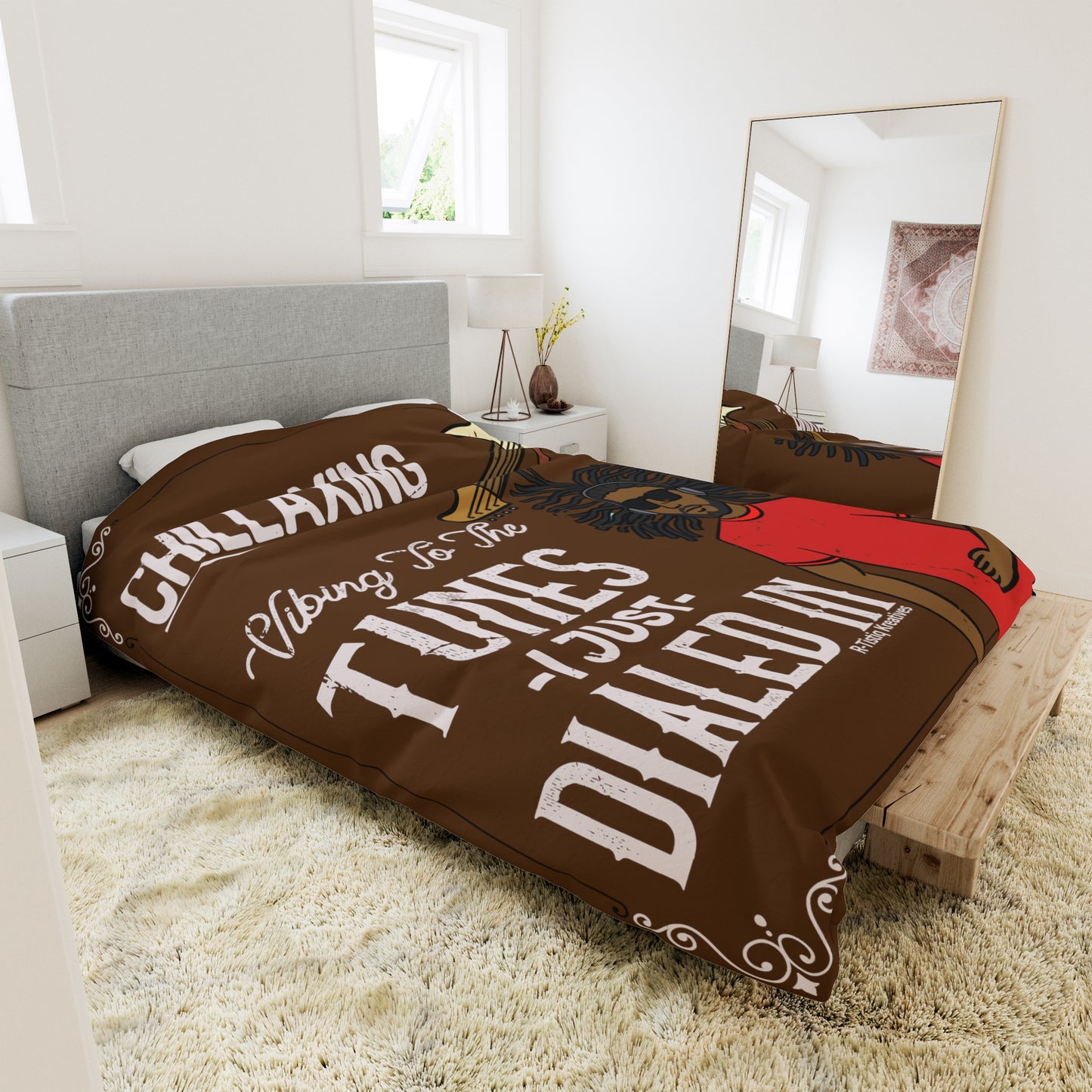 Darren B. Playin Duvet Cover | Brown