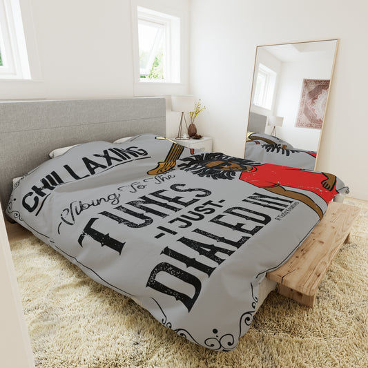 Darren B. Playin Duvet Cover | Light Gray