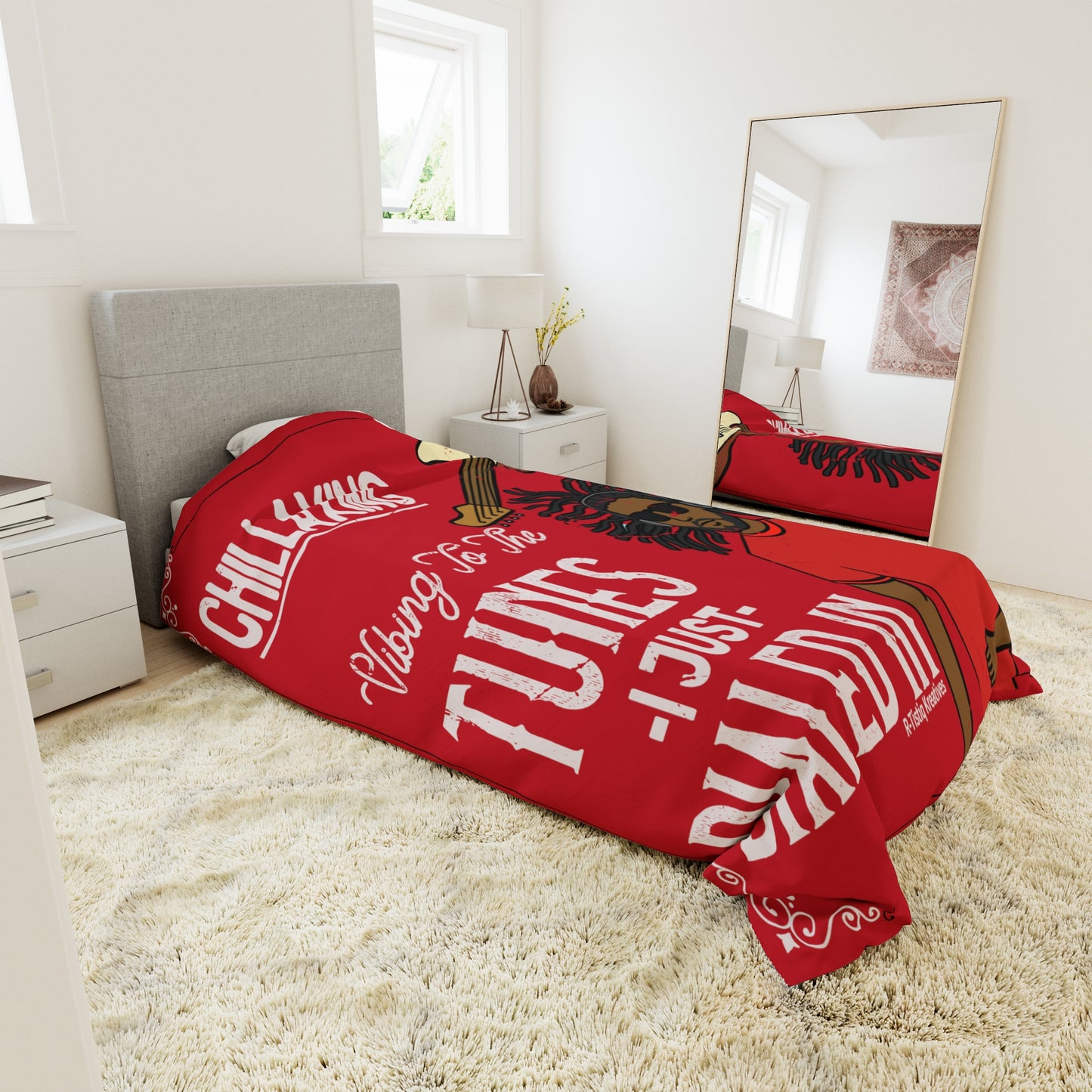 Darren B. Playin Duvet Cover | Dark Red